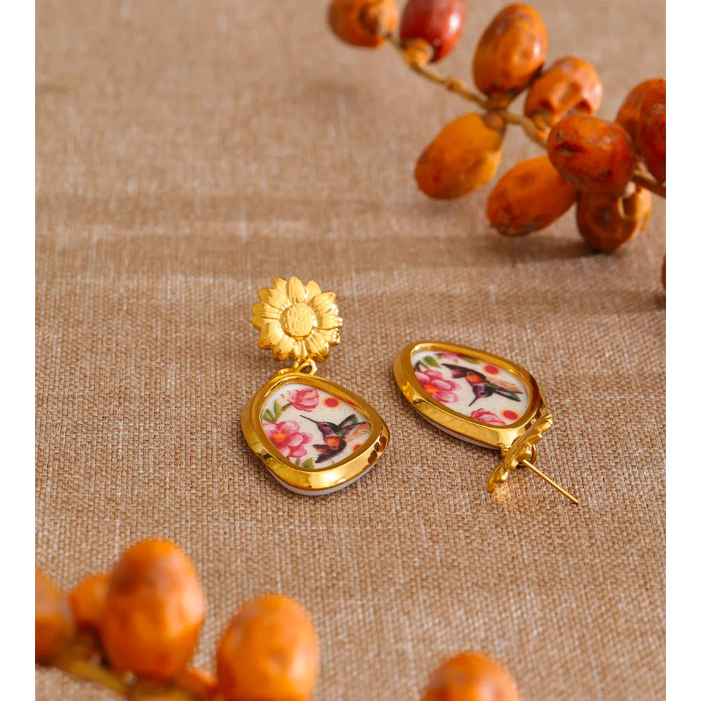 Acrylic Flower Earrings — Gold-Plated Stainless Steel with Acrylic · PS1137