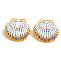 Shell enamel y2k earrings in gold-plated stainless steel with shell and enamel.