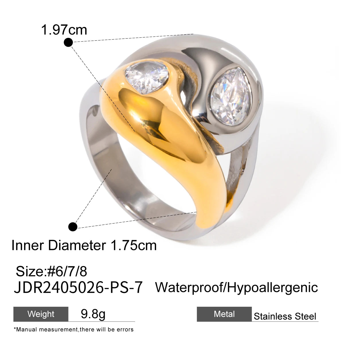 Pearl Shell Ring Stack — Stainless Steel