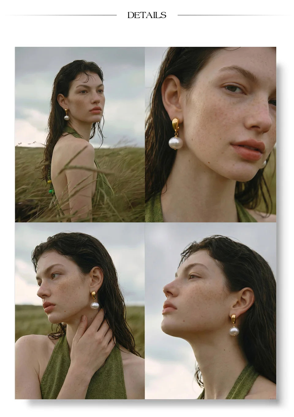 Pearl geometric earrings in gold-plated stainless steel with pearl.