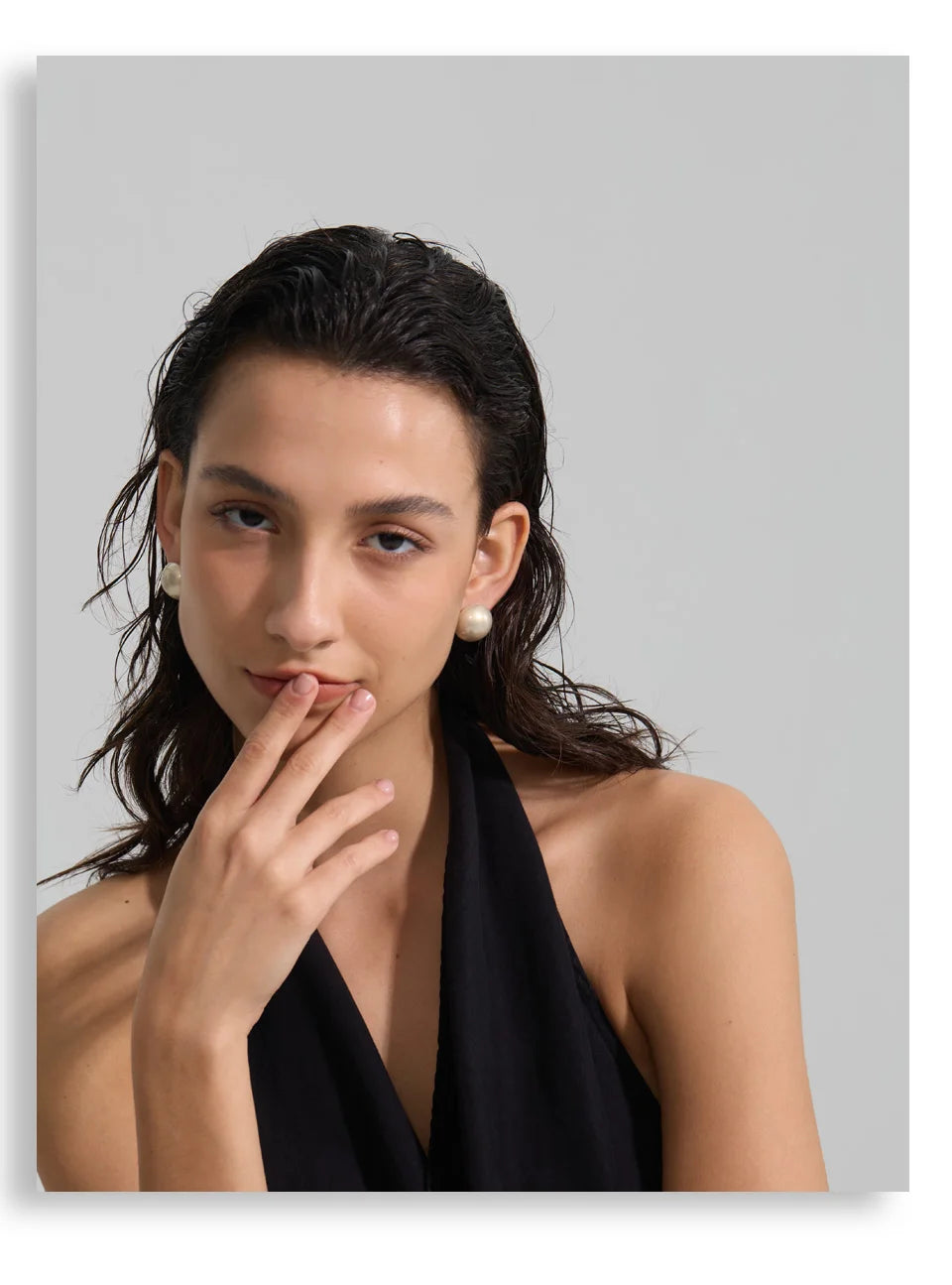 Pearl Geometric Earrings — Gold-Plated Stainless Steel with Pearl · PS1659