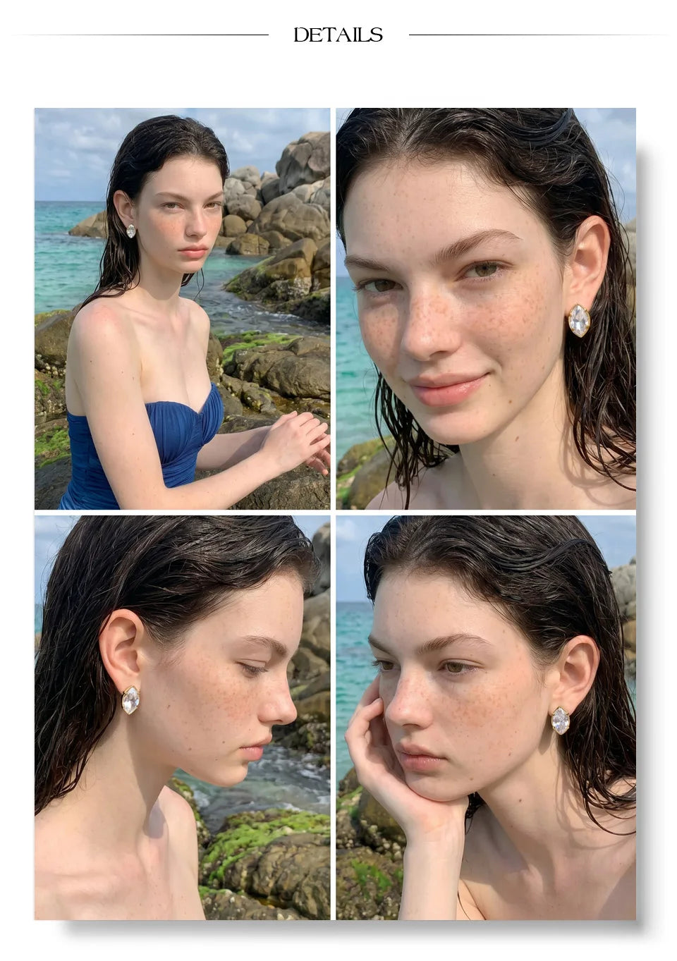 Cubic Zirconia Geometric Earrings — Gold-Plated Stainless Steel with Cubic Zirconia · PS1344