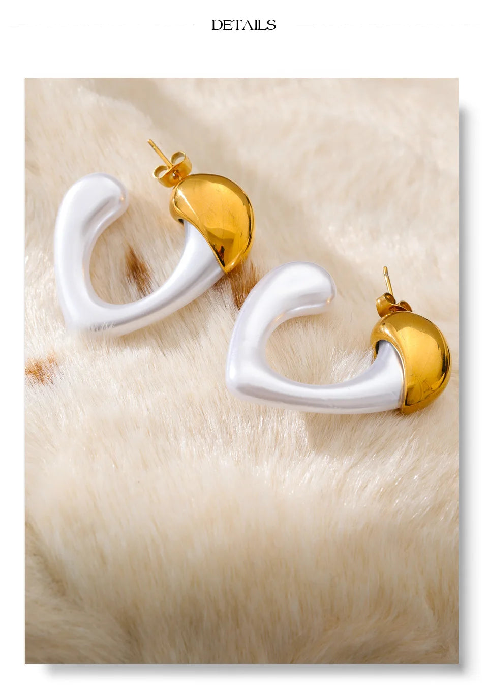 Pearl heart vintage earrings in gold-plated stainless steel with pearl.