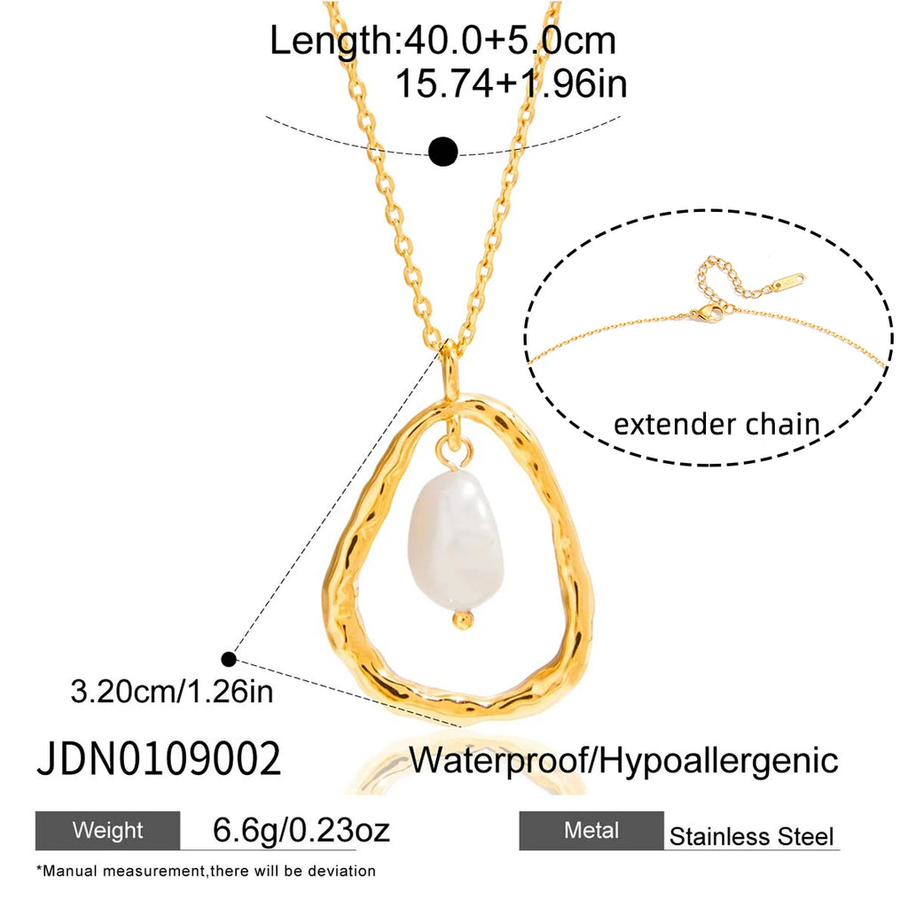 Pearl Teardrop Necklace — Stainless Steel · PS172