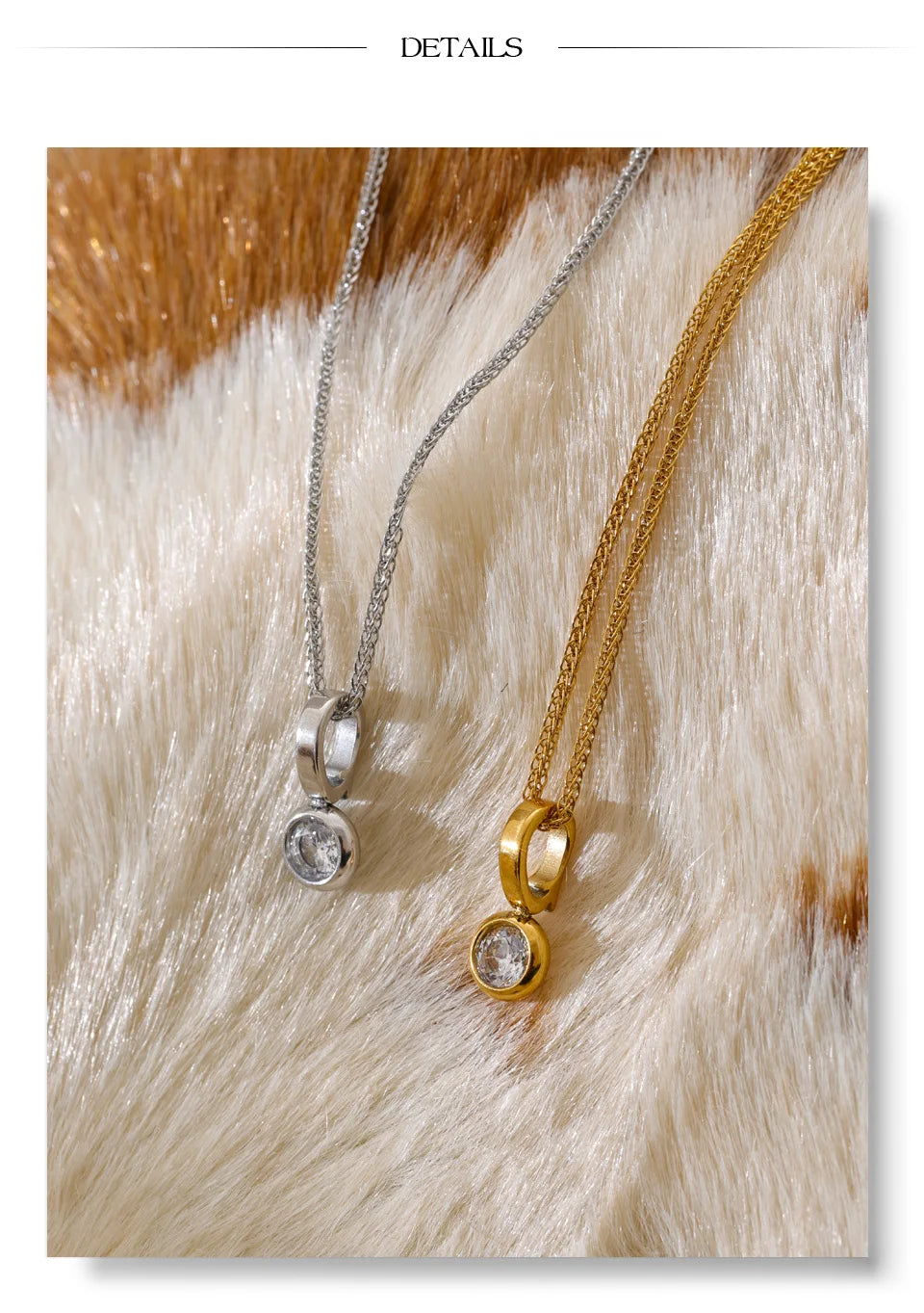 Cubic zirconia geometric necklace in gold-plated stainless steel with cubic zirconia.