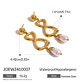 Teardrop Pearl Drop Earrings — Stainless Steel · PS086