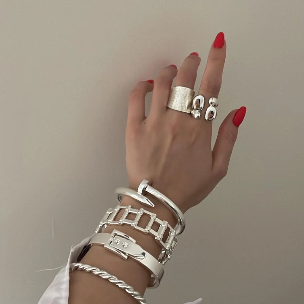 Chunky Statement Ring Stack — Stainless Steel · PS263