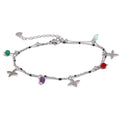 Natural stone flower beaded necklace in gold-plated stainless steel with natural stone.
