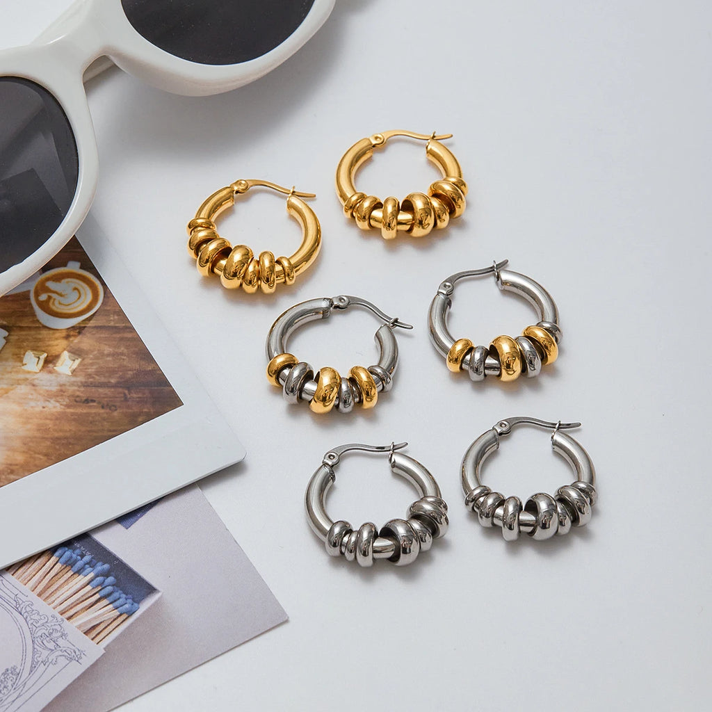 Twisted Hoop Earrings — Stainless Steel · PS089
