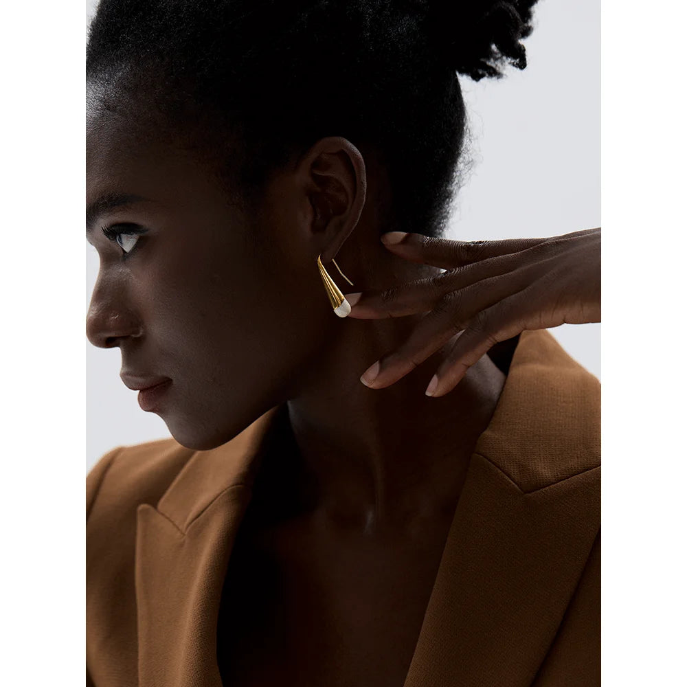 Enamel Geometric Earrings — Gold-Plated 316L Stainless Steel with Enamel · PS1605