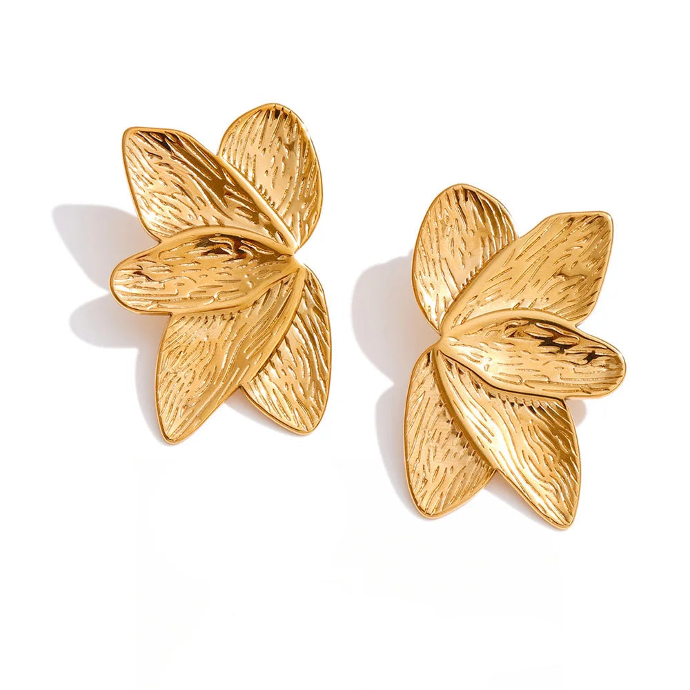Flower Earrings — Gold-Plated Stainless Steel · PS1717