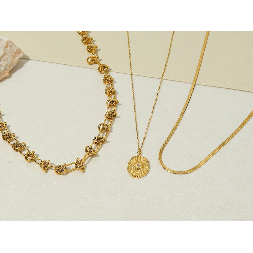 Vintage Chain Snake Chain Choker Layered Necklace — 316L Stainless Steel · PS408
