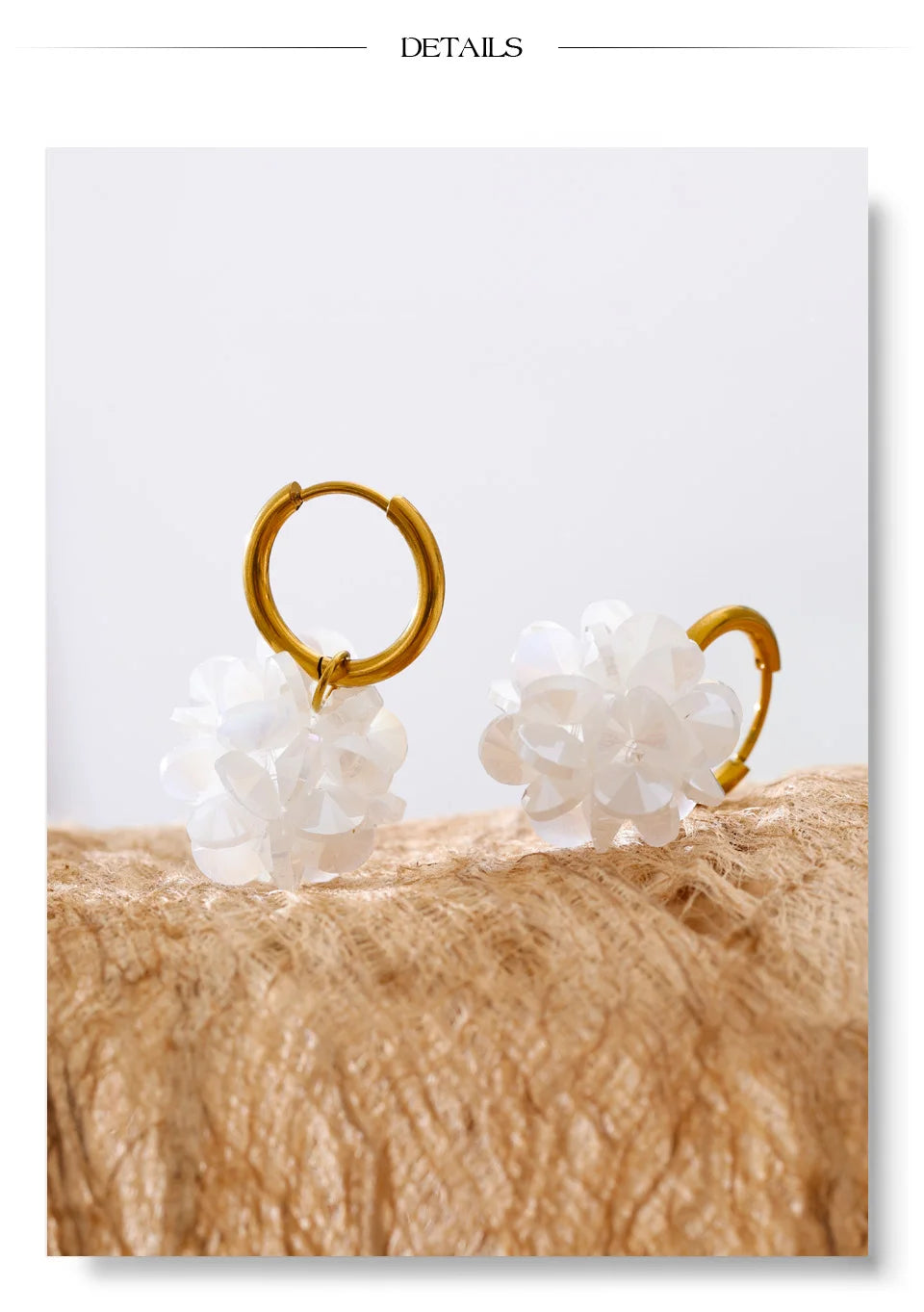 Crystal Flower Geometric Earrings — Gold-Plated Stainless Steel with Crystal · PS1990