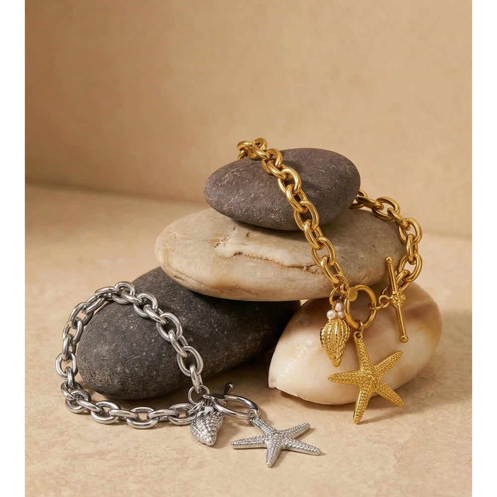 Star Geometric Bracelet — Gold-Plated Stainless Steel · PS1141