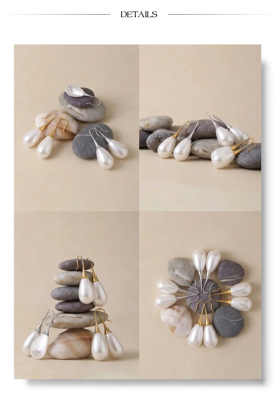 Pearl geometric earrings in gold-plated stainless steel with pearl.