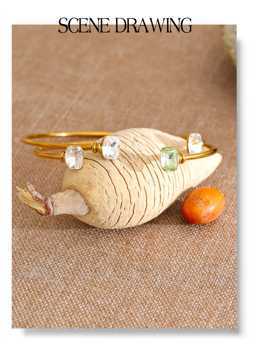 Crystal Geometric Bracelet — Gold-Plated Stainless Steel with Crystal · PS1121