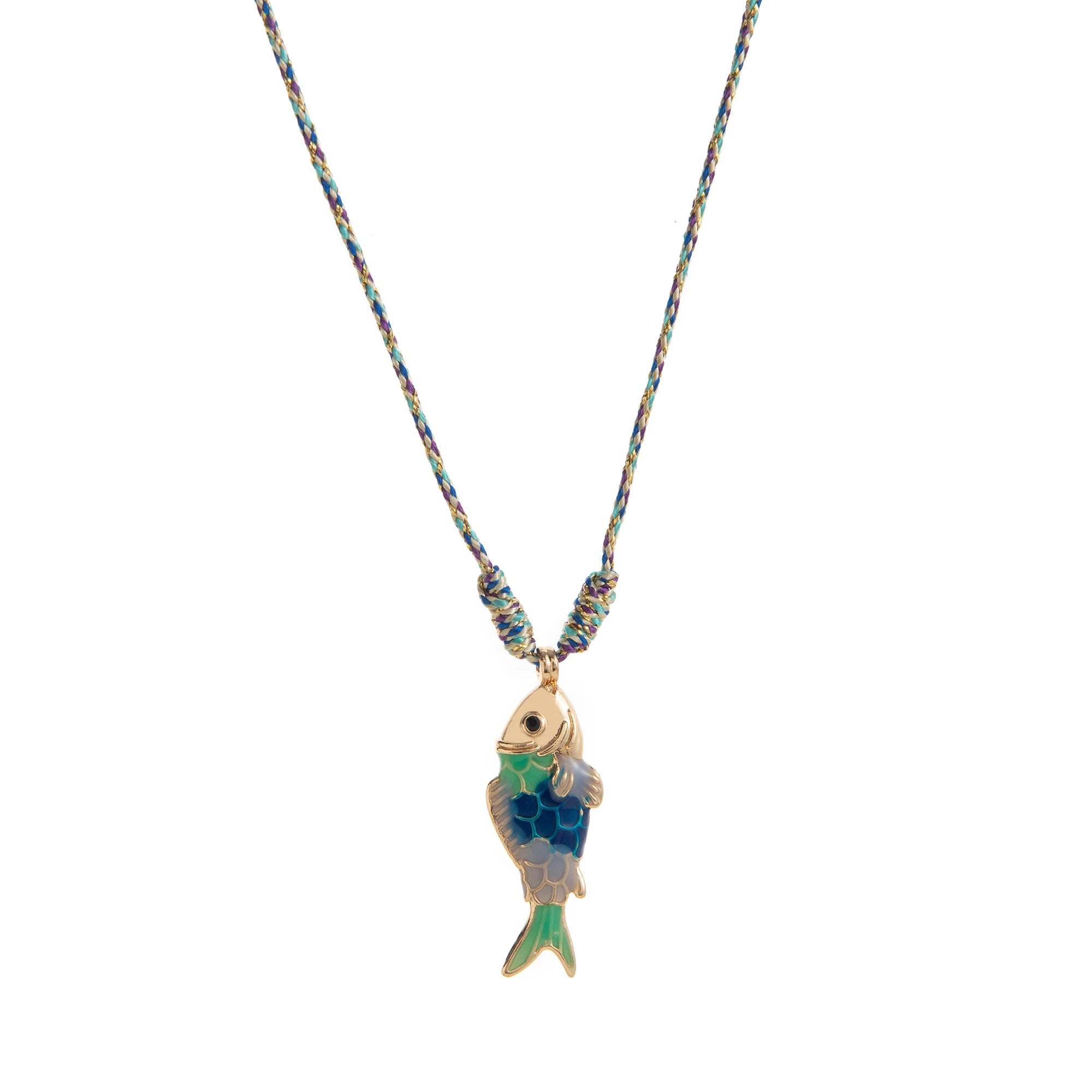 Fashionable and trendy colorful rope necklace ocean fish high-quality colorful stainless steel pendant necklace