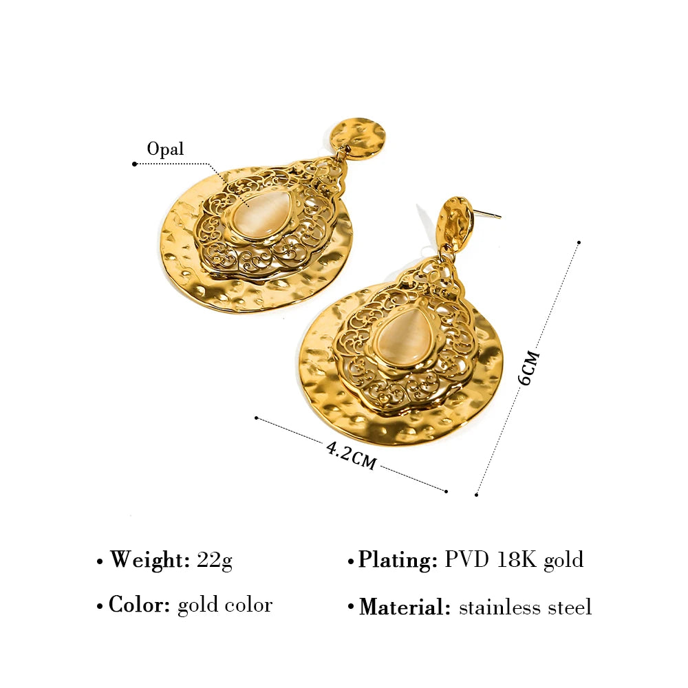 Opal Dangle Earrings — 316L Stainless Steel · PS421