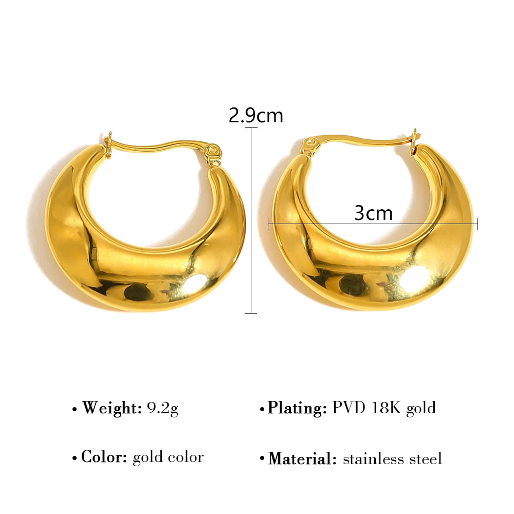 Hoop Earrings Chunky Glossy Metallic — 316L Stainless Steel · PS415