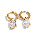 Cubic Zirconia Geometric Earrings — Gold-Plated Stainless Steel with Cubic Zirconia · PS1881