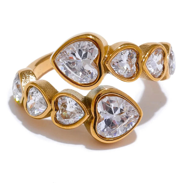 Ring made of 18k gold-plated stainless steel with cubic zirconia.
