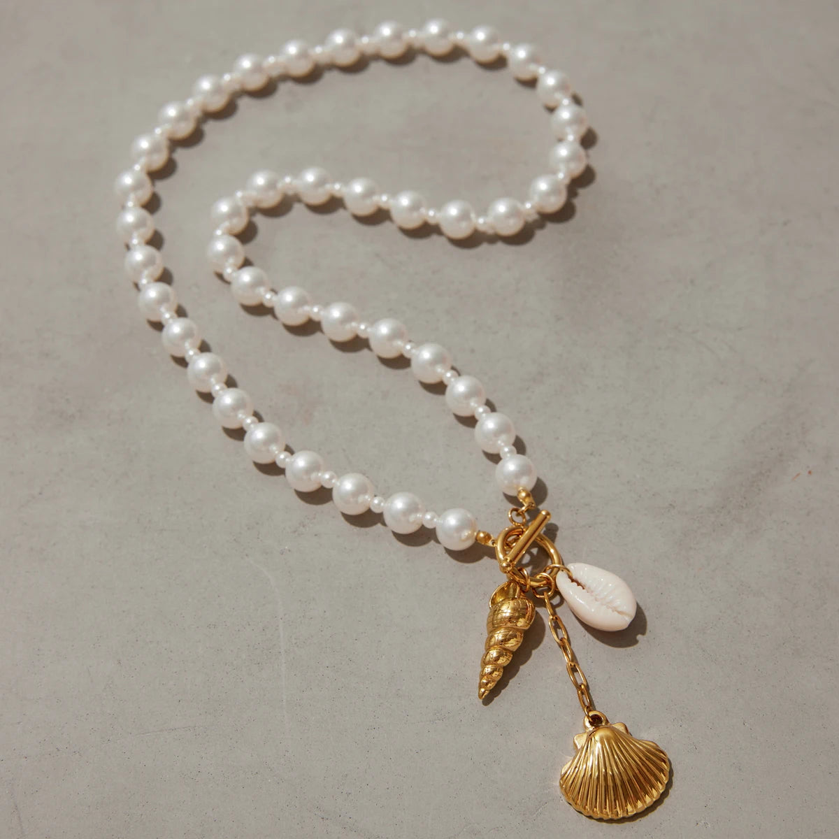 Pearl Shell Charm Necklace — Stainless Steel · PS166