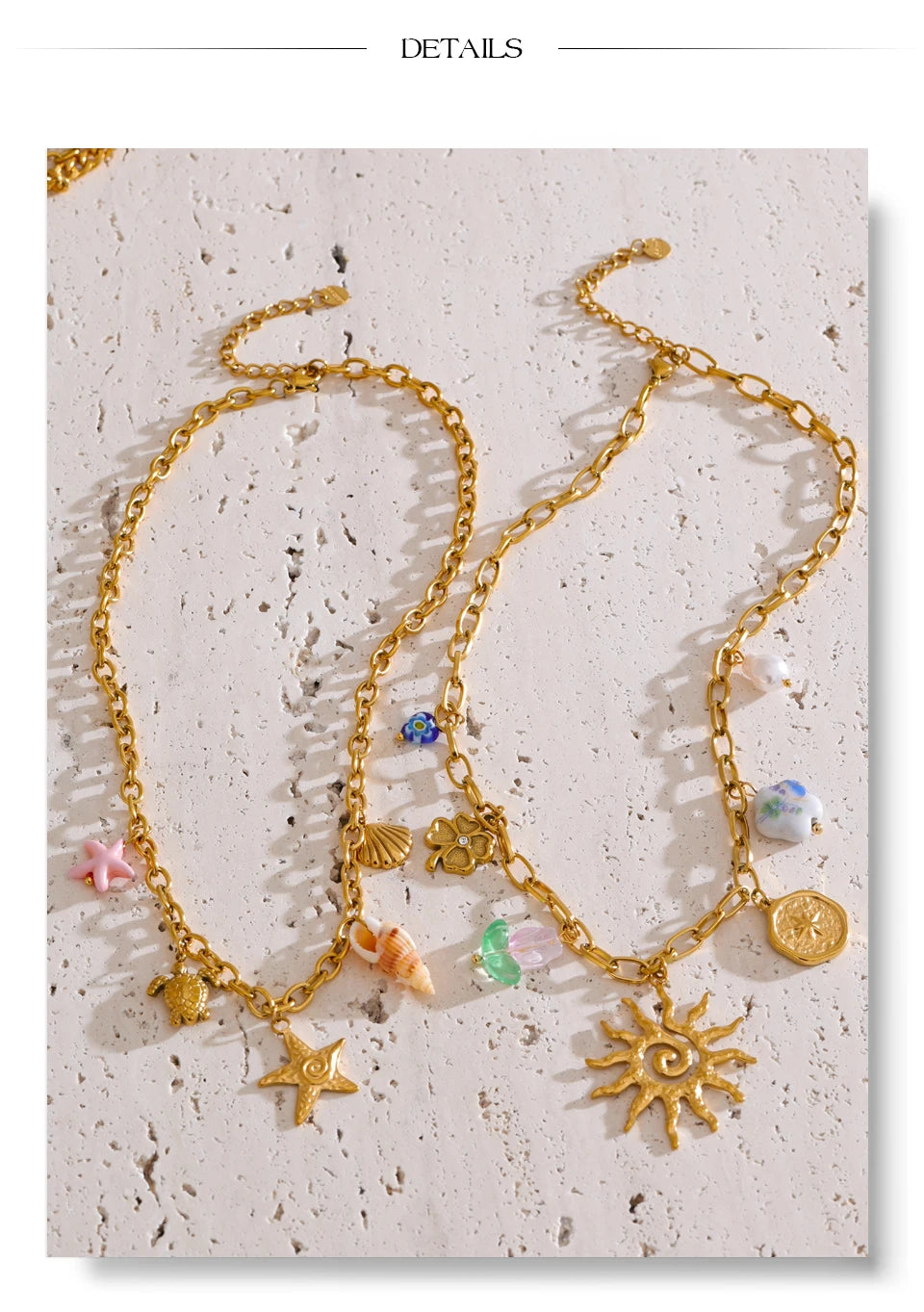 Sun geometric necklace in gold-plated stainless steel.