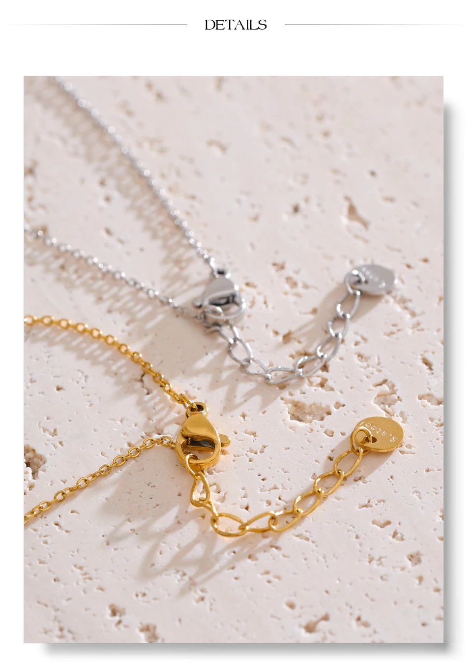 Cubic zirconia geometric chain necklace in gold-plated stainless steel with cubic zirconia.