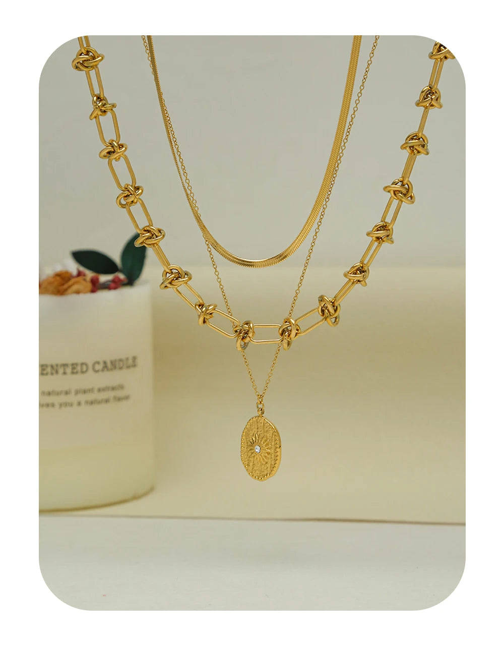 Vintage Chain Snake Chain Choker Layered Necklace — 316L Stainless Steel · PS408