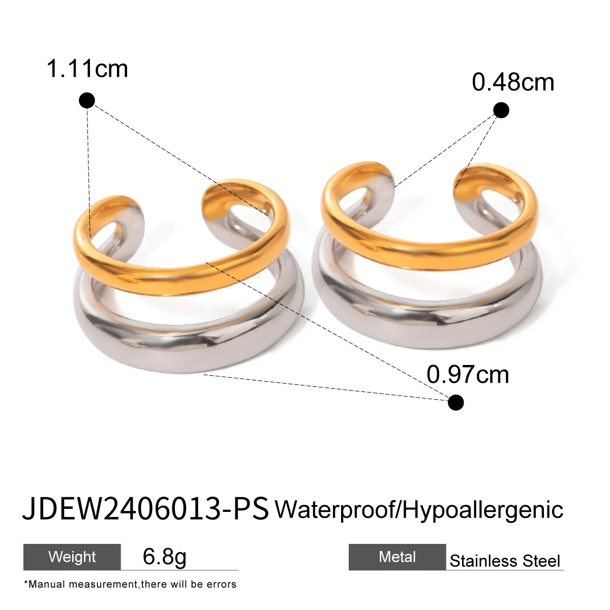 Thick Ear Clip Earrings — Stainless Steel