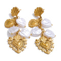 Pearl Heart Earrings — Gold-Plated Stainless Steel with Pearl · PS1587