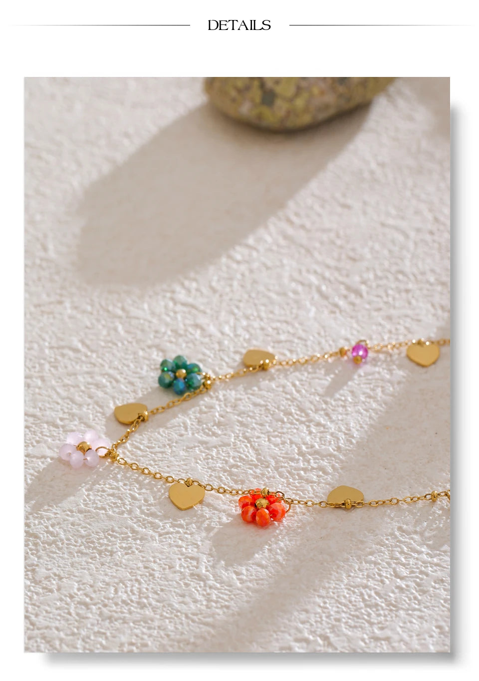 Crystal Flower Necklace — Gold-Plated Stainless Steel with Crystal · PS2306