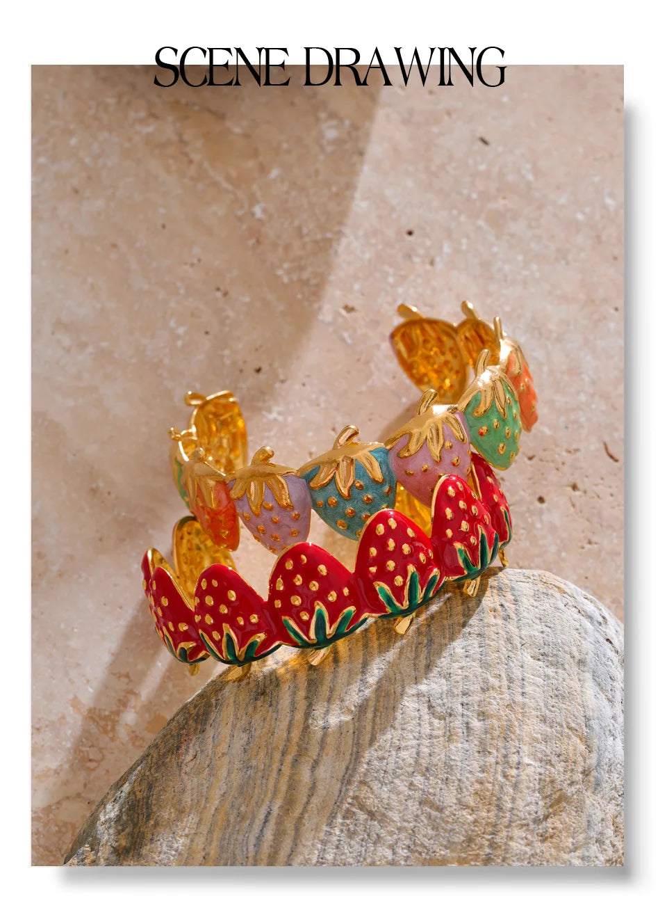 Red Enamel Multi-Color Bracelet — Gold-Plated Stainless Steel with Enamel · PS1601