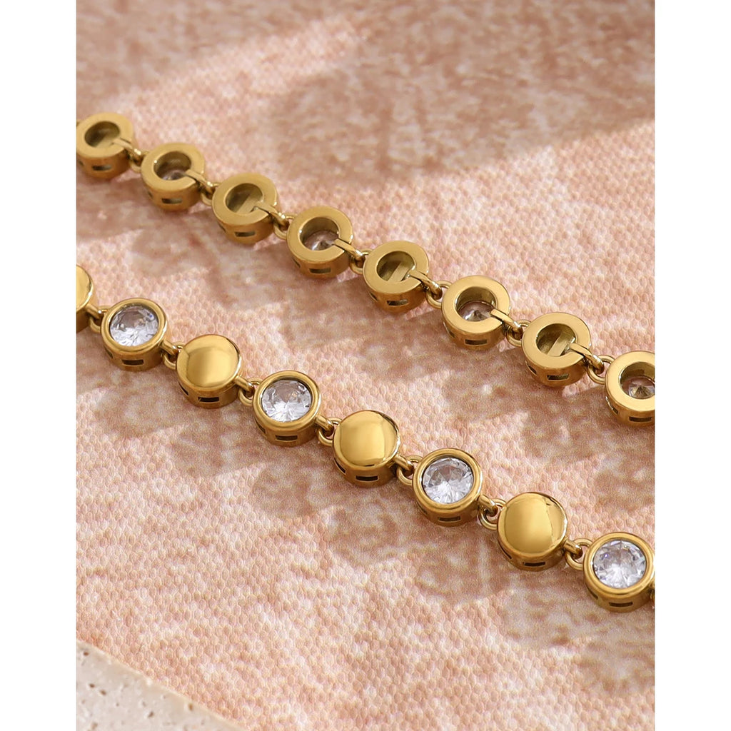 Zircon Beaded Bracelet — 316L Stainless Steel · PS394