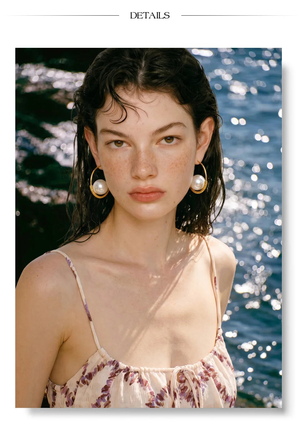 Pearl geometric earrings in gold-plated stainless steel with pearl.
