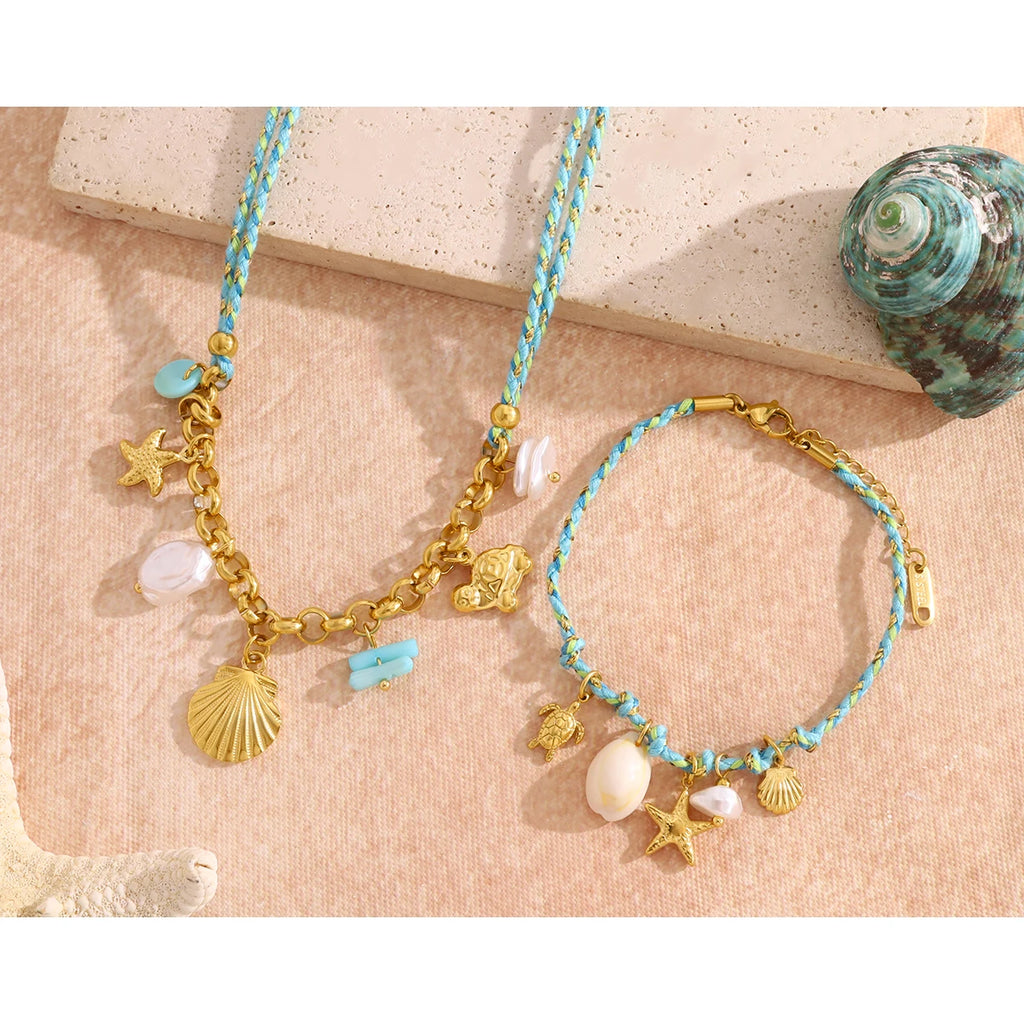 Boho Ocean Pendant Necklace Charms Vintage — 316L Stainless Steel · PS450