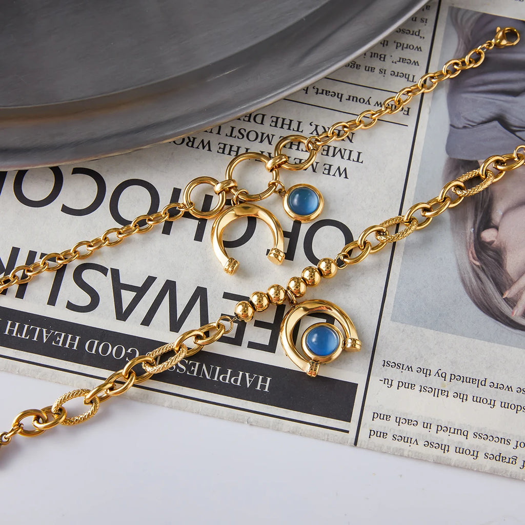 Turquoise Celestial Charm Bracelet — Stainless Steel · PS047