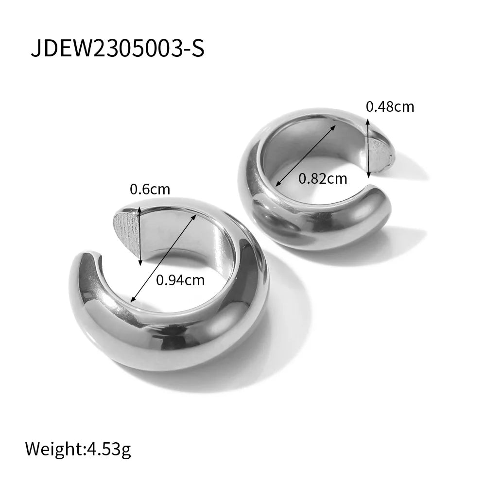 Thick Ear Clip Earrings — Stainless Steel · PS349