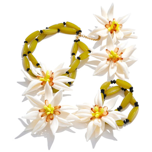 Acrylic Flower Earrings — Gold-Plated Stainless Steel with Acrylic · PS1594