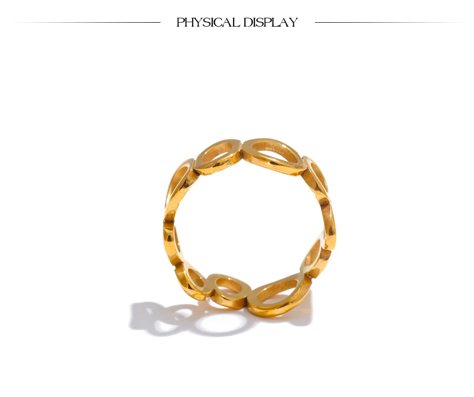 Geometric ring in 18K gold-plated stainless steel.