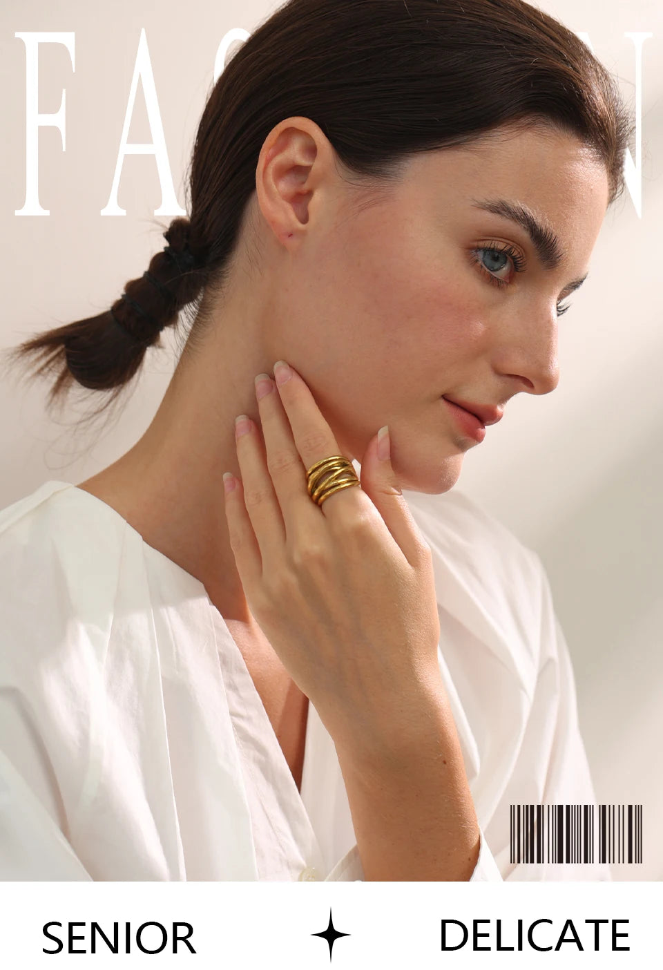 Geometric ring in 18K gold-plated stainless steel.