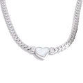 Shell heart chain necklace in gold-plated stainless steel with shell.