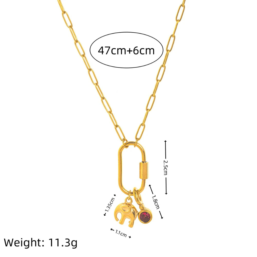 Stainless steel zircon constellation elephant necklace DIY pendant vacuum plated 18K gold jewelry in the furnace