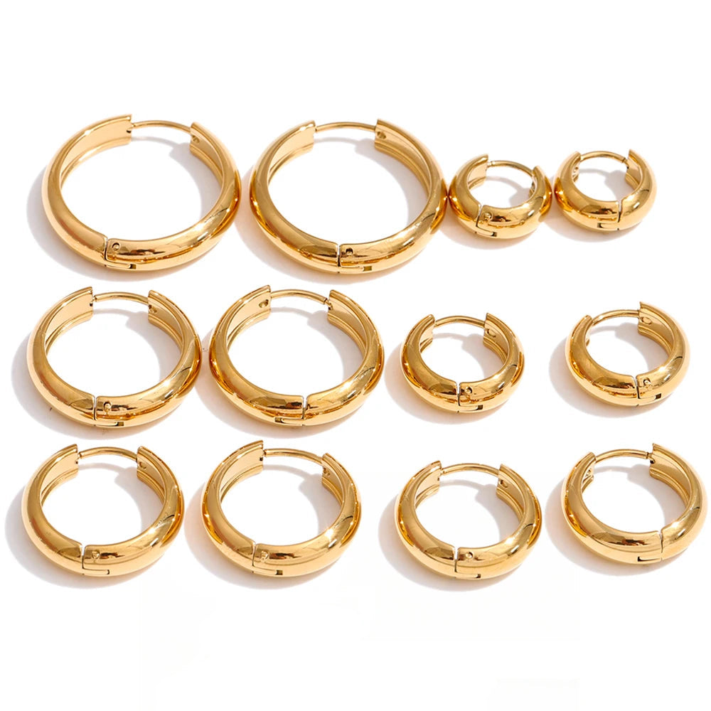 Gold-plated stainless steel earrings with a smooth finish.