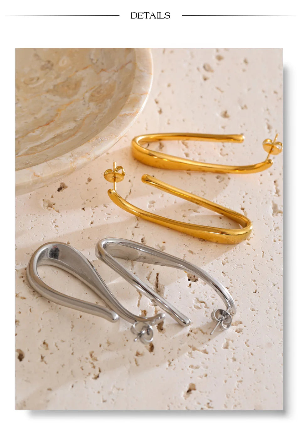 Geometric earrings in gold-plated 316L stainless steel.