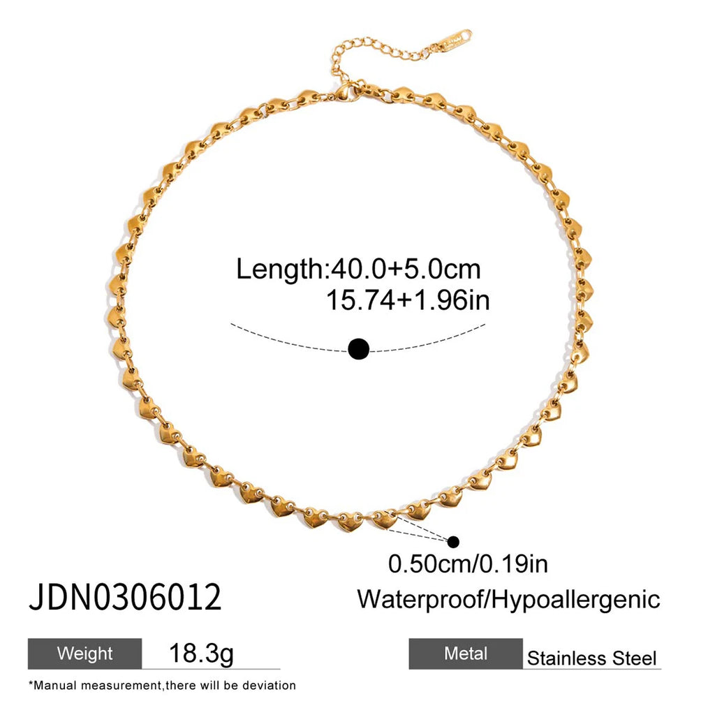 Heart Chain Choker Necklace — Stainless Steel · PS147