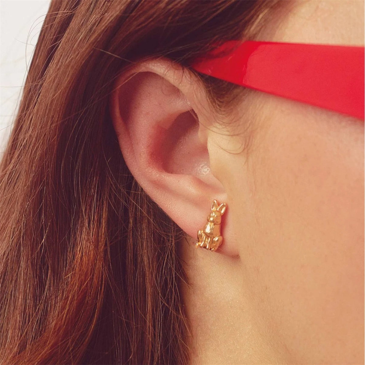 Stainless steel mushroom rabbit cherry earrings for cute women cartoon gold plating color preservation