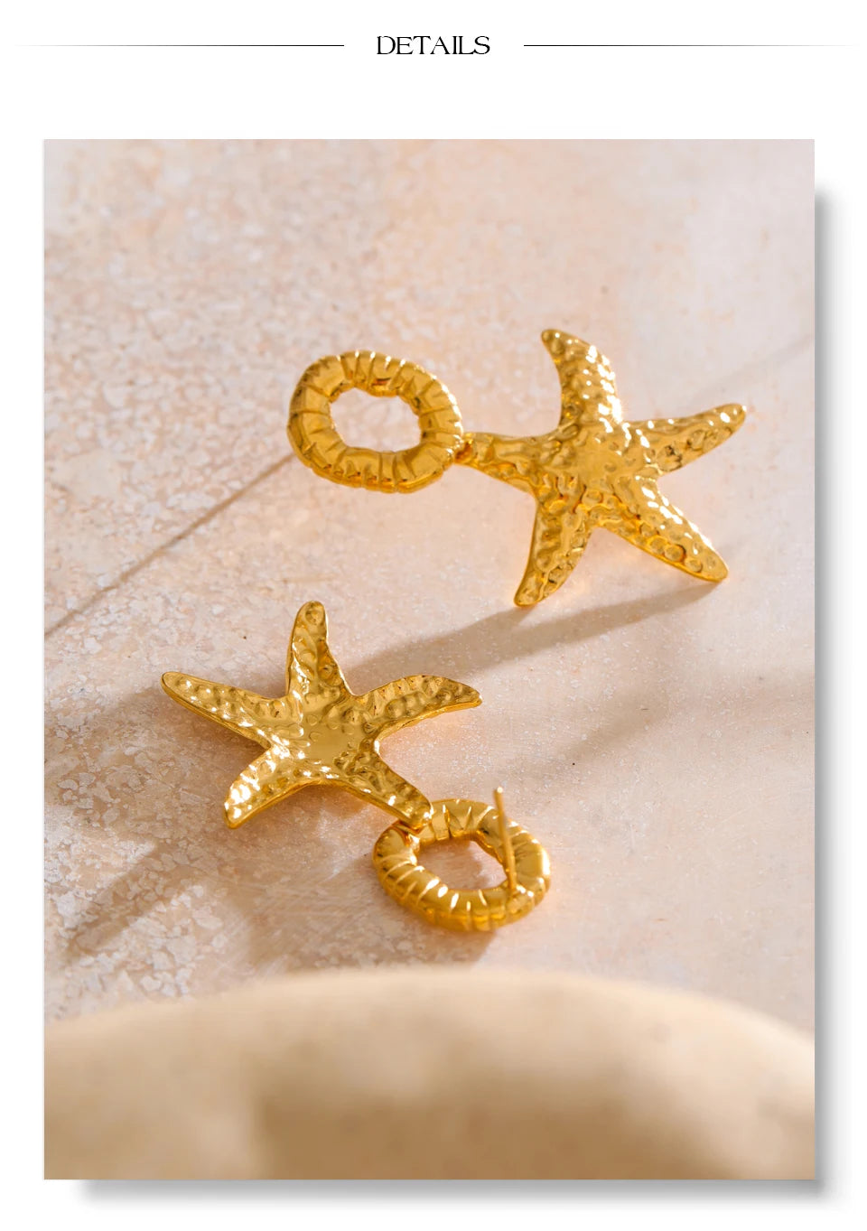 Star earrings in gold-plated stainless steel.