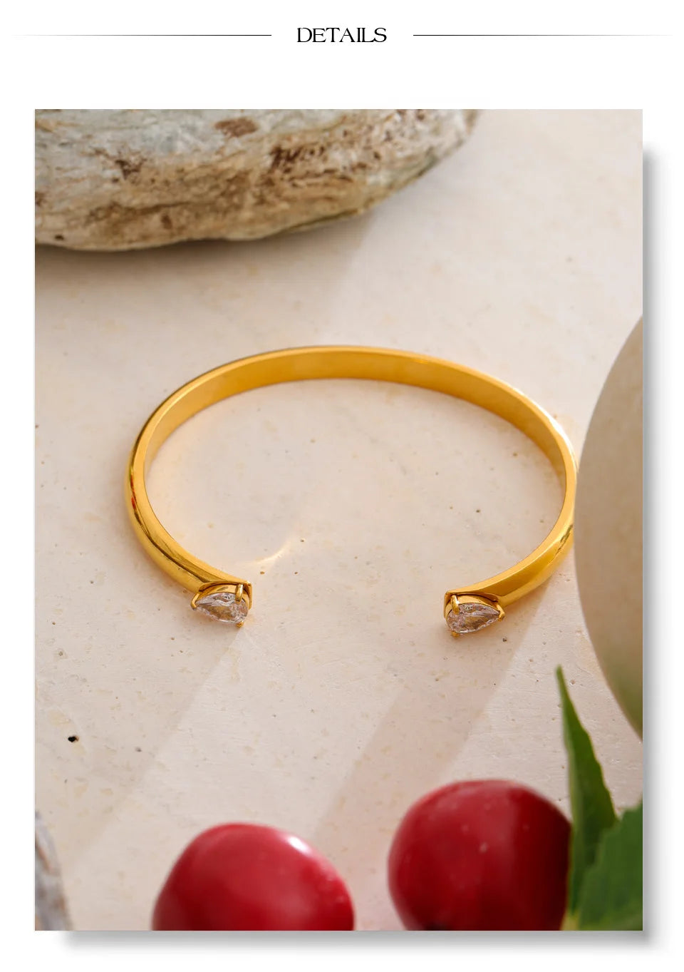 Cubic Zirconia Geometric Bracelet — Gold-Plated Stainless Steel with Cubic Zirconia · PS1592