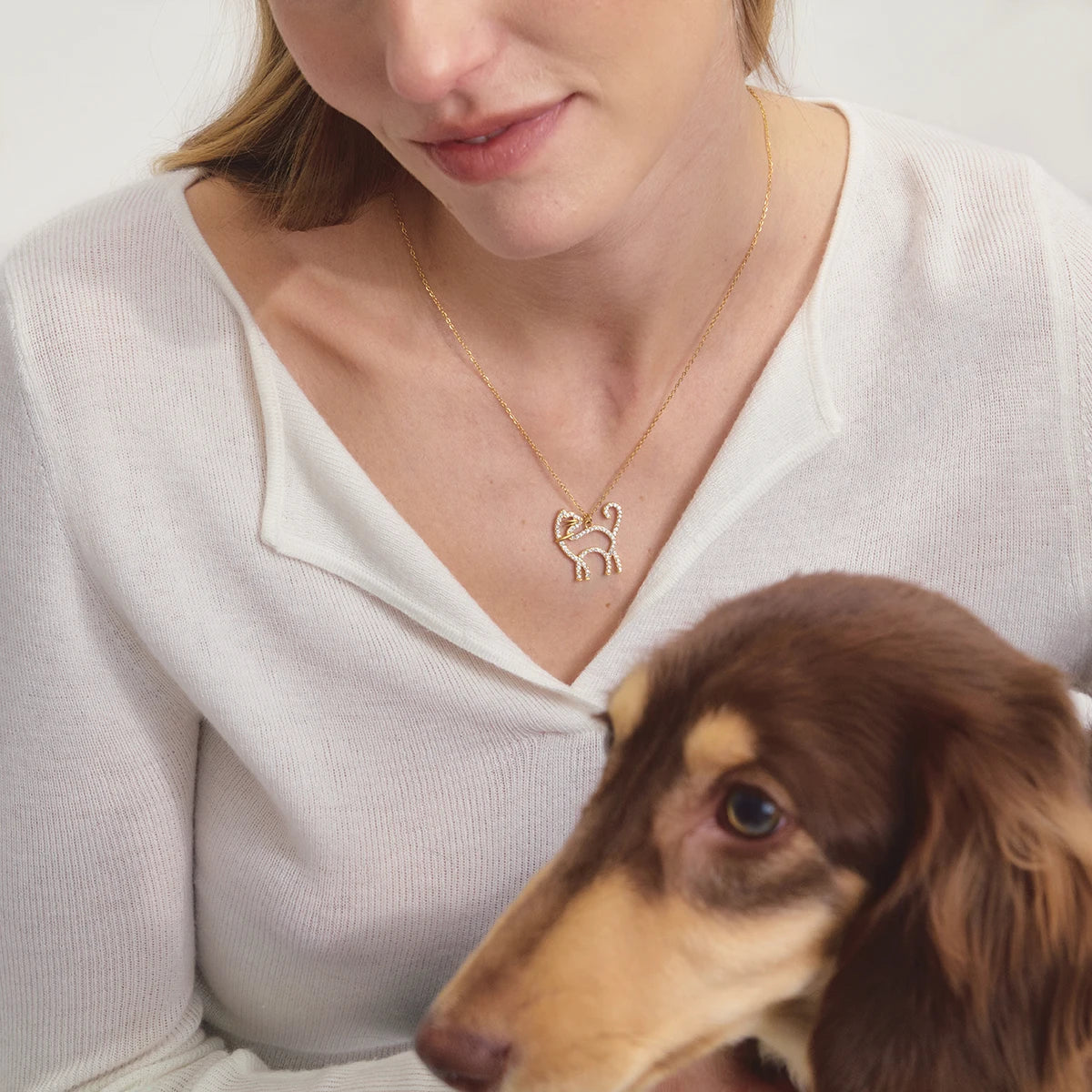 Pet Hug Pendant Necklace — Stainless Steel · PS338